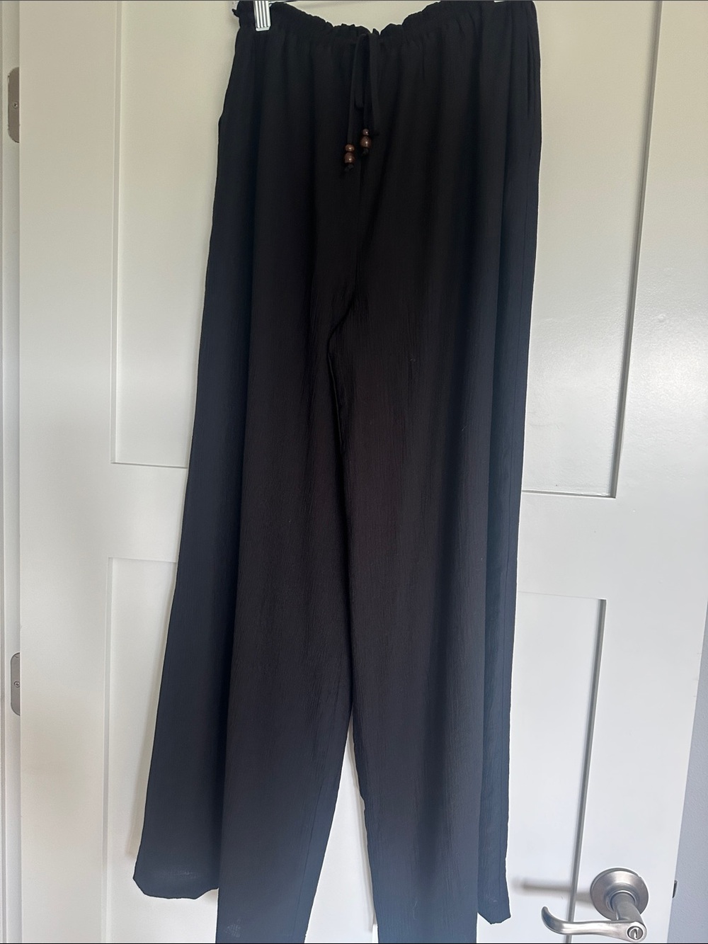 Final Touch Black Wide-Leg Drawstring pants, NWOT